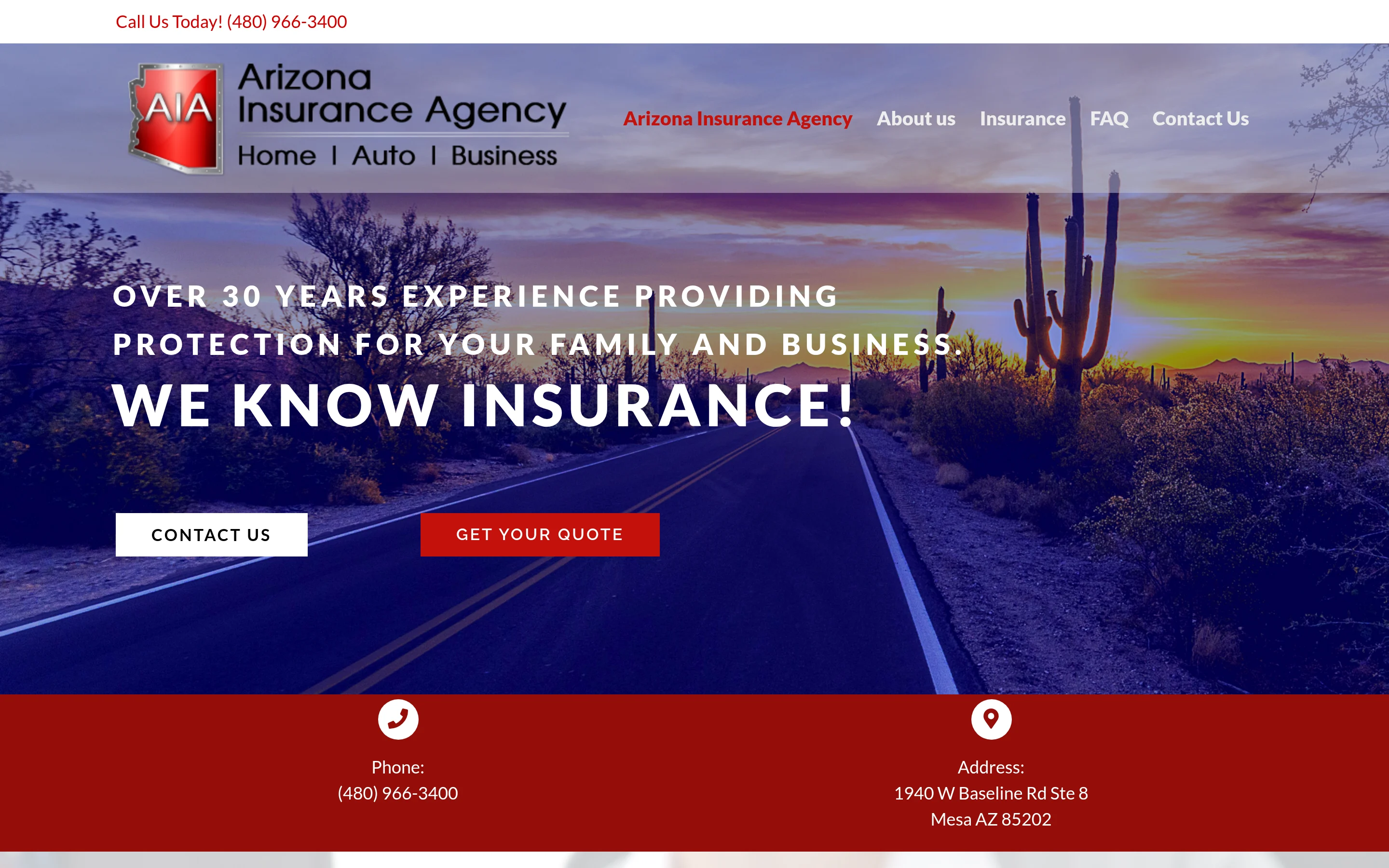 Arizona Insurance Agency website — built by Scottsdale Web Design Co
