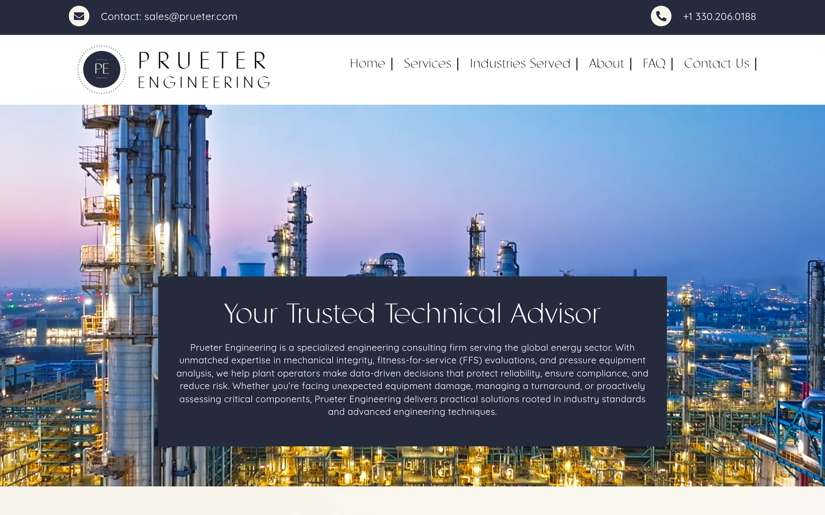 Prueter Engineering website — built by Scottsdale Web Design Co