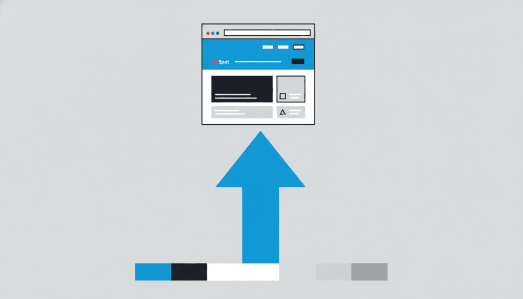 Flat illustration showing brand color swatches feeding upward into a website browser mockup, illustrating how branding precedes web design