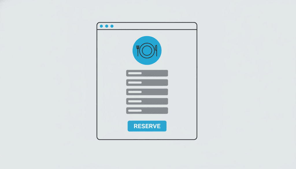 Restaurant website mockup with a menu list and a reserve button
