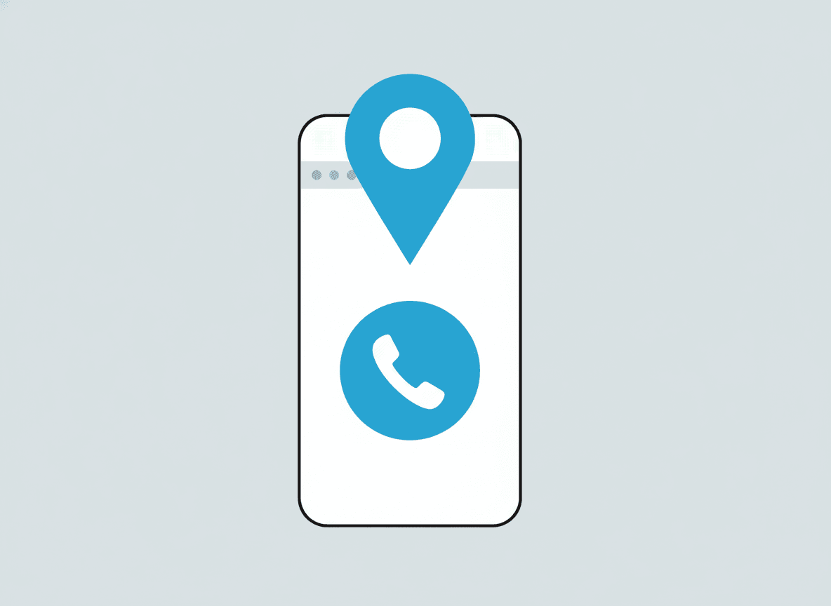 Smartphone showing a contractor website with a large tap-to-call button and a service-area map of the Scottsdale area
